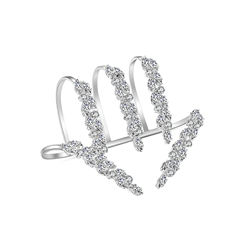 dnswez Statement Ring for Women, Silver CZ Hand Palm Multiple