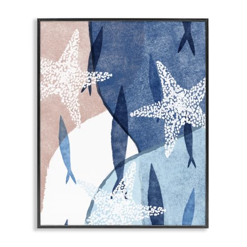 'Abstract Fish Swimming Speckled Starfish'| Framed Giclee Art