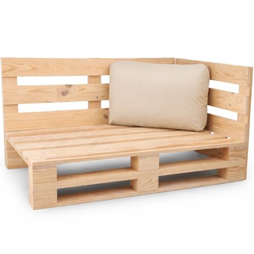bananair - Cojín para Palet Impermeable y Desenfundable - Muy Cómodo, Relleno de Espuma - Cojines Exterior para Jardín y Terraza (Cojín Esquinero 60x40 cm, Beige)