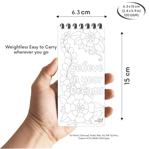 Image of Zen Sangam Motivation Bookmark Coloring Book for Young Adults and Art Passionates - 24 Unique Motivation Designs - Size: 15 x 6.3cm - Handy IPhone size - Cool Gifts - Mind Relaxation & Stress Relief