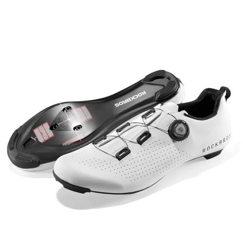 ROCKBROS Men's Cycling Shoes CR5 with T500 Carbon Fiber Sole, Compatible with Peloton & Look Delta/SPD Cleats, Breathable Lightweight Road Bike Shoes
