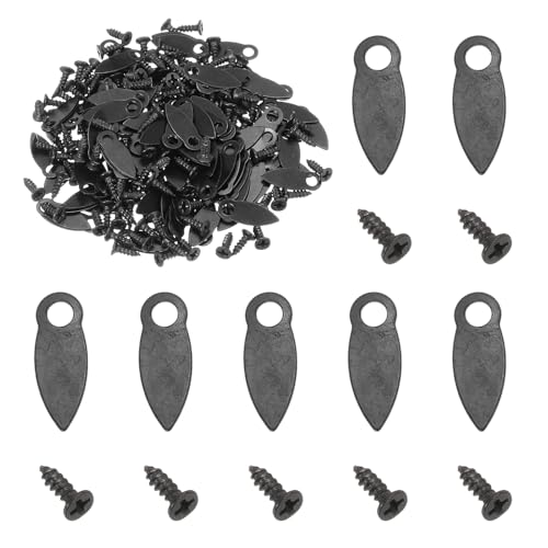 uxcell 120pcs Picture Frame Backing Clips, 0.67" Photo Frame Turn Buttons Fasteners Hardware Corner Clip with 120pcs Screw for Hanging Pictures Craft Drawings, Melon-Seed Shaped Black