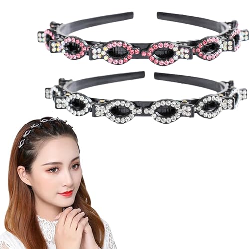 SSyang 2 PCS Hair Hoop Double Bangs Hairstyle Hairpin,Hairpin Headbands Japanese and Korean Hair Band,Women's and Girls' Headwear Everyday Use Hair Accessories(White+Gradient Pink)