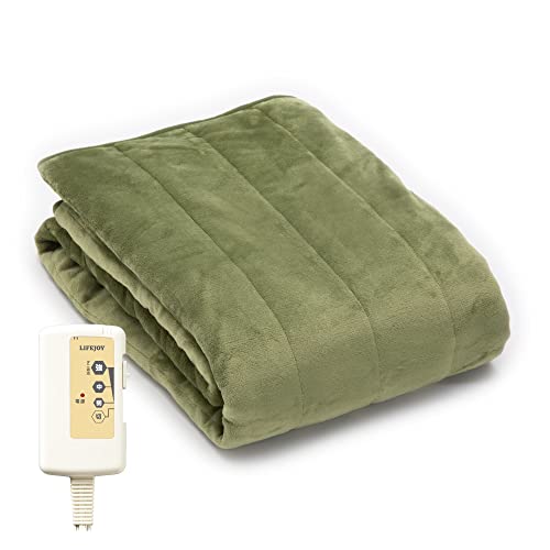 ライフジョイ 電気毛布 敷きパッド 日本製 200cm×100cm シングル グリーン ゴムバンド付 洗える ダニ退治 省エネ ふわふわ JCP551G
