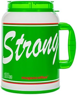100 Oz Giant Insulated Mug with Straw - # USA Strong - Large Travel Mug (Green)