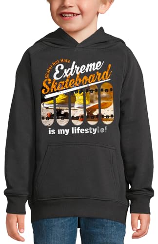 Sweat à capuche skateboard noir 12 ans avec motif lifestyle résistant