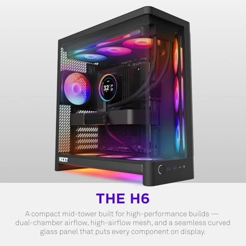 Image of NZXT H6 - Compact Dual-Chamber ATX PC Case - Black