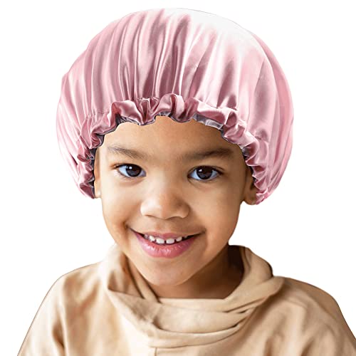Image of Stain Bonnet Silk Sleep Cap Adjustable Satin Cap for Night Sleeping Hair Bonnet Reversible Double Layer