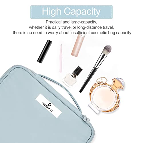 Pocmimut Makeup Bag Cosmetic Bag For Women Cosmetic Travel Makeup Bag Large Travel Toiletry Bag For Girls Make Up Bag Brush Bags Reusable Toiletry Bag(Blue) #TOP5