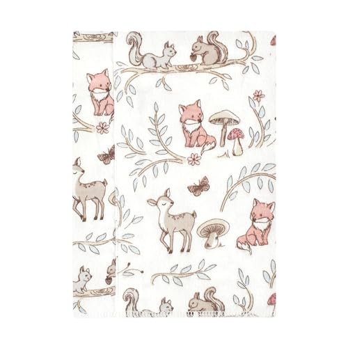 Image of Hudson Baby Unisex Baby Cotton Poly Flannel Burp Cloths, Girl Woodland Pals, One Size