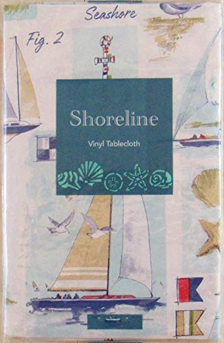 Sailing At The Seashore Patchwork Vinyl Flannel Back Tablecloth (60" Round) #TOP3