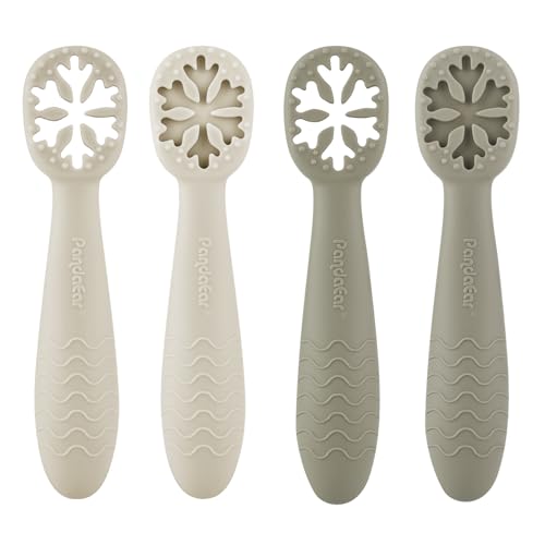 PandaEar 4er Set Lernlöffel für Baby, Starter Breilöffel Fütterlöffel Babylöffel Silikon Esslernlöffel Weich Flexibel Kinder Besteck BPA-frei...
