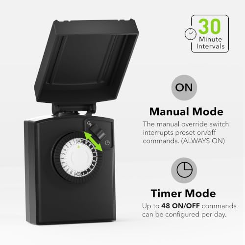 Image of BN-LINK Outdoor 24-Hour Mechanical Timer Outlet, 2 Grounded Outlets, 4 Pack