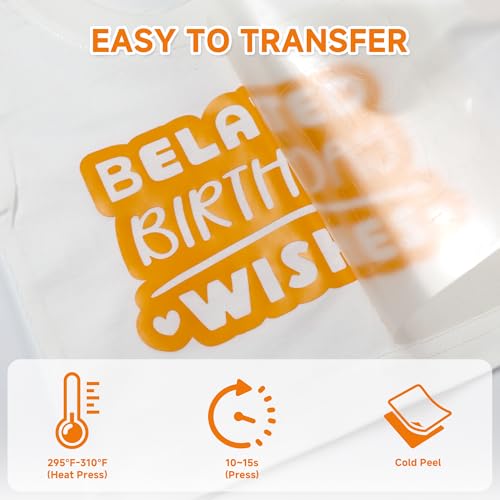 Image of RENLITONG Light Orange HTV Iron on Vinyl 12Inch by 10ft Roll Heat Transfer Vinyl for T-Shirt HTV Rolls for All Cutter Machine - Easy to Cut & Weed for Heat Transfer Design