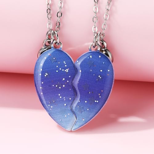 Best Friends Necklaces for 3, Luminous Star Breakaway Heart Glow In the Dark Friendship BFF Jewelry4