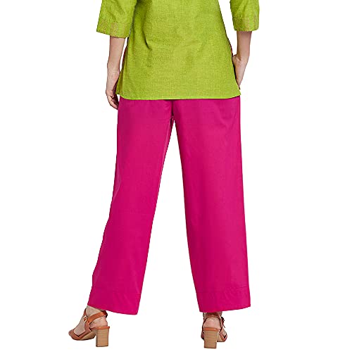 Image of GO COLORS Women Blue Stripe Cotton Wide Pants