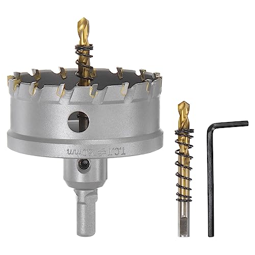 sourcing map Metal Hole Saw Carbide Cutter 75mm / 3 Dia for Stainless Steel, Metal, Aluminum Alloy, Copper, Brass, Plastic, with Extra Center Bit