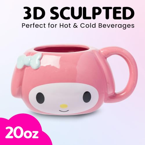 Image of Silver Buffalo Sanrio Hello Kitty and My Melody, 3D Sculpted Mug, 20oz | Hello Kitty and Friends, Ceramic, 0.59 Liters