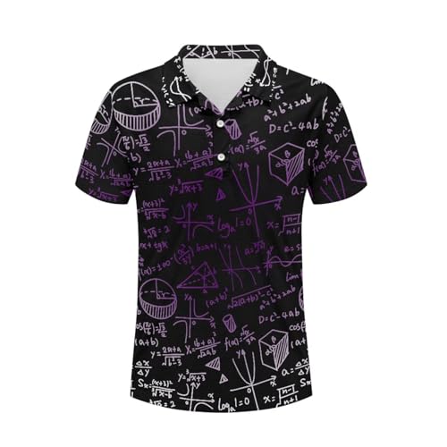 Cupattern Mathematical Formula Black Purple Men's Polo Short Sleeve Shirts Funny Golf Shirt Library 3XL