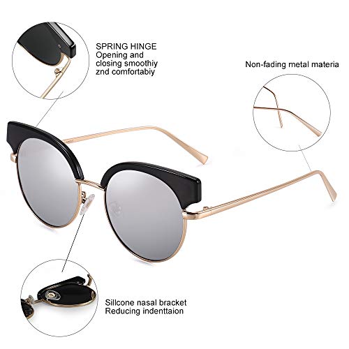 Parzin Retro Polarized Sunglasses Semi Rimless Women Cateye Eyewear Pz9907 #TOP2