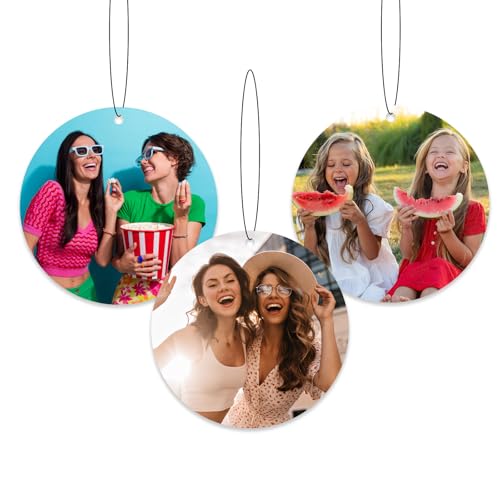 Custom Air Fresheners for Cars with Pictures - Personalized Double Sided Photo and Text Car Air Fresheners with Natural Fragrance, Customized Car Gifts and Travel Accessories,Made in USA (Round)