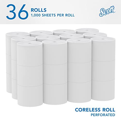 Kimberly-Clark 4007 Essential Coreless High-Capacity Standard Roll Toilet Paper, 2-Ply, White, Pack of 36,000
