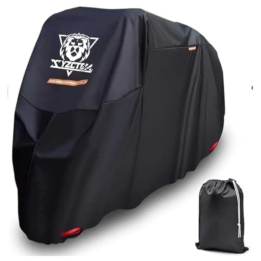 XYZCTEM Motorcycle Cover -Waterproof Outdoor Storage Bag,Made of Heavy Duty Material Fits up to 116 inch, Compatible with Harley Davison and All Motors(Black& Lockholes& Professional Windproof Strap)