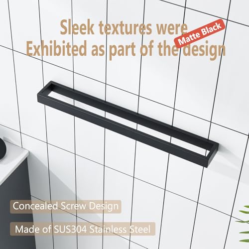Image of KOKOSIRI Towel Bar Matte Black Bath Towel Holder 20-Inch Kitchen Rack Stainless Steel for Bathroom Hardware Wall Mounted, 1 Pack B4008BK-L20