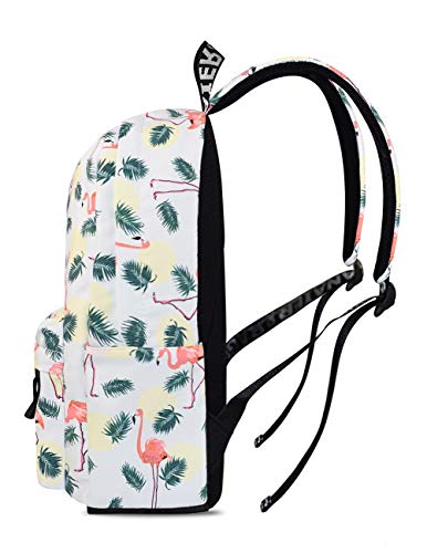 Meisjes schoolrugzak modieuze vrijetijdsrugzak voor vrouwen tieners jongens waterdichte tas schooltas dagrugzak met laptopvak, Witte flamingo., Large, Kinderrugzak - Image 6