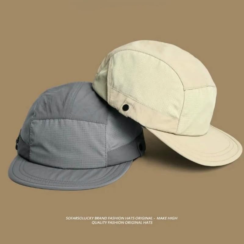 Baseball Cap Splicing Quick-Drying Flat Brim Hat for Men and Women Retro Sun Hat3