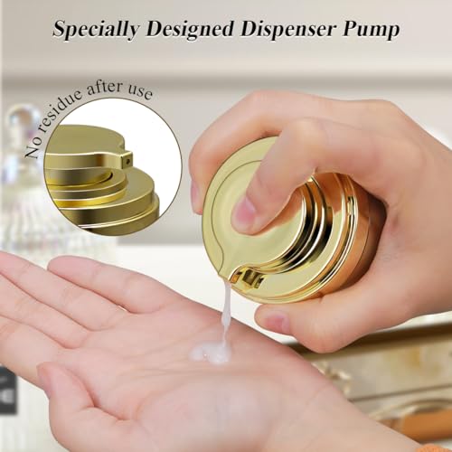 2-pcs 1.7oz Airless Pump Jar, Refillable Cream Jar Vacuum Bottle Travel Size Empty Container for Cream and Lotion (1.7 oz-Gold)2