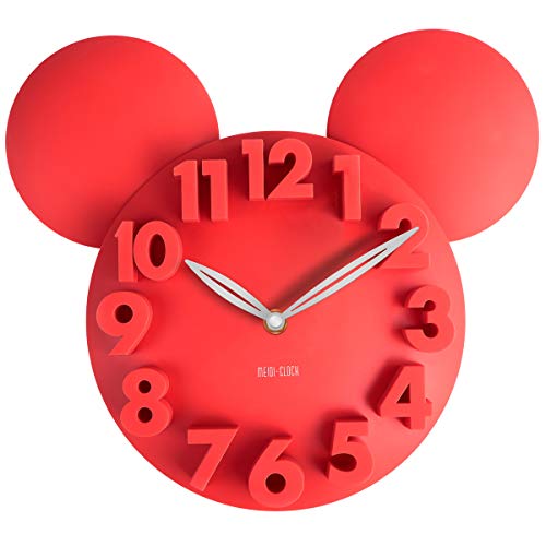 Meidi Clock Modern Design Mickey Mouse Big Digit 3D Wall Clock Home Decor Decoration - Red #TOP25