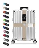 VVGAOGES 【TSAロック搭載】スーツケースベルト 十字型 旅行便利グッズ 荷締めベルト 3桁ダイヤル式 長さ120〜205cm調整可能 キャリーケース用 固定ベルト 荷崩れ防止 ずり落ち防止 出張・旅行に最適 (カーキ, TSA)
