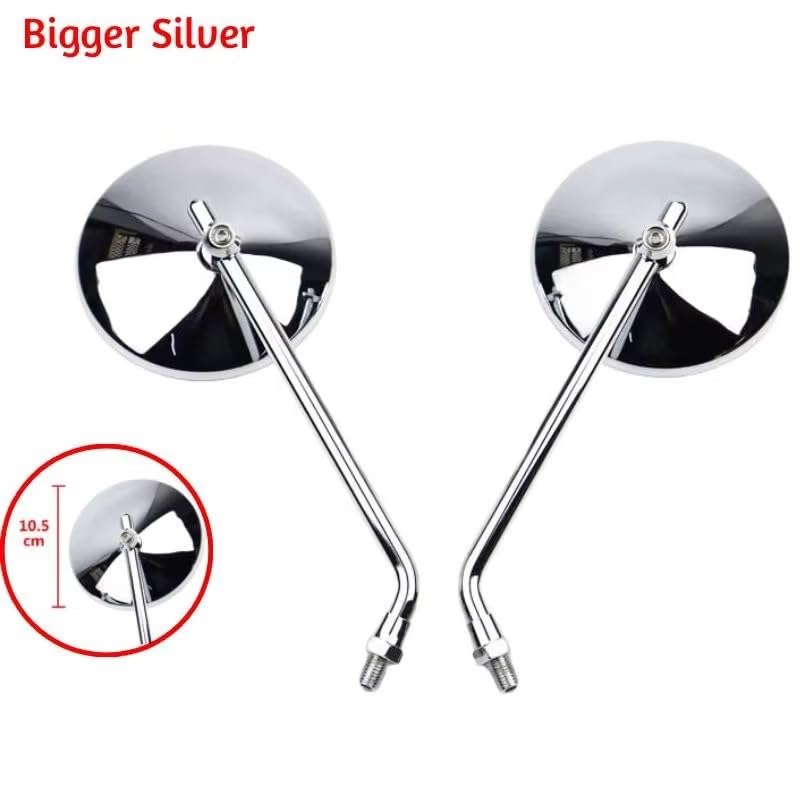 Rétroviseurs Guidon Pour Scooter Pour E-bike Pour Rétroviseurs Rétro Réglable ABS HD Vision Rétroviseur Latéral Moto Rétroviseurs Universels 10mm Rétroviseurs Moto(Bigger Silver)