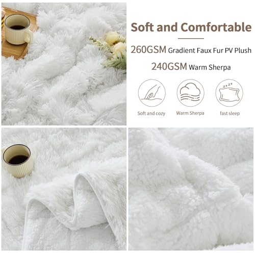 Image of yescool Weighted Blanket for Adults (15 lbs, 60 inch x 80 inch, Snow-White) Heavy Blanket for Sleeping Perfect for 140-160 lbs, Queen Size Faux Fur Blanket with Premium Glass Bead, Machine Washable