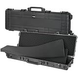 HMF Outdoor Waffenkoffer für Langwaffen ODK200, Wasserdichter IP67 Gewehrkoffer mit Rasterschaumstoff | 123 x 41 x 15,5 cm | Schwarz