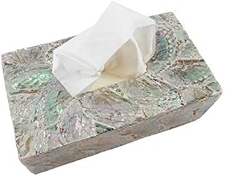 Caja de pañuelos rectangular de marquetería de nácar – Color blanco