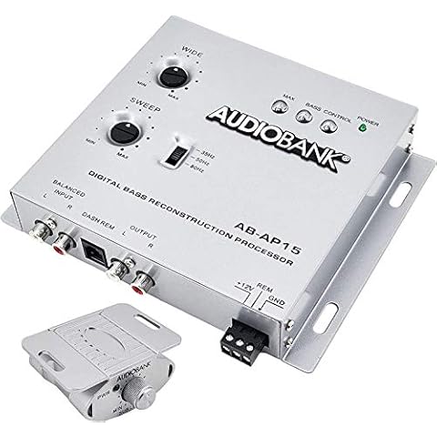 Audiobank AP15-1/2 Din Car Audio Digital Bass Processor, Sound Restoration & Crossover for Car Subwoofer with Bass Knob/Input Level: 15V RMS & Output Level: 13.5V Peak -2nd Gen Cover