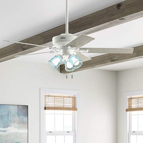 Hunter Fan Company, 50854, 52 inch Whittier Matte White Ceiling Fan with LED Light Kit and Pull Chain - Image 5