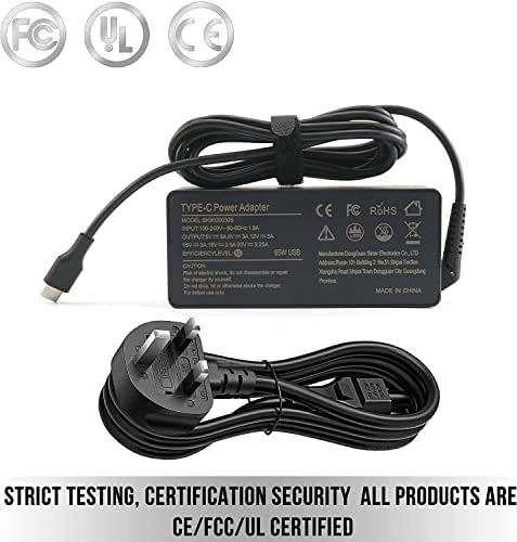 SIKER USB C Lenovo Laptop Charger, 65W UK Power Adapter Charger for Lenovo ThinkPad, Lenovo Chromebook, Lenovo IdeaPad Yoga, Compatible USB-C Type-C