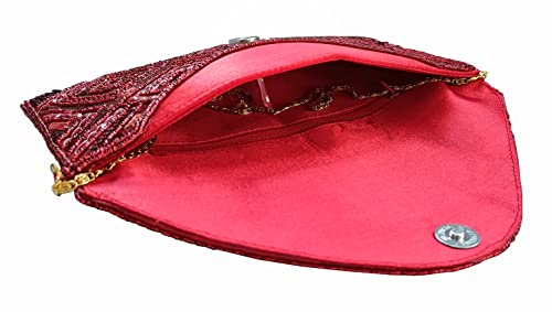 Image of DUCHESS Women's Hand Embroidered Envelope Clutch -Bridal Ethnic Traditional Casual Purse /Clutch /Handbag (23 L x 2.5 W x 13H cm)