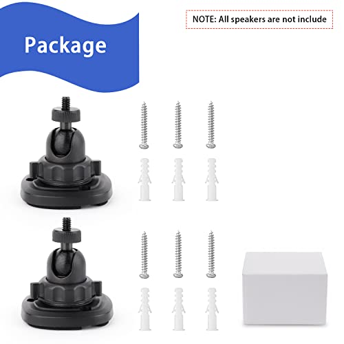Mippko 2 Pack Speaker Wall Mount Holder For 1/4"-20 Threaded Screw Hole，360°Rotation Adjustment Aluminum Alloy Bracket, Black #TOP6