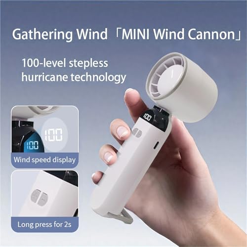 Ventilador turbo portátil ZHSHYS para viajes y oficina con ajuste fino de 100 velocidades 3