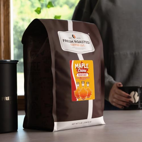 Image of Fresh Roasted Coffee, Maple Creme Flavored Whole Bean Coffee, Medium Roast, Kosher, 5 lb (80 oz)