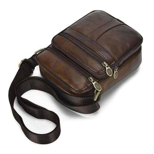 Bolso de hombro para hombre de piel auténtica, bandolera de viaje multiusos cómoda y resistente