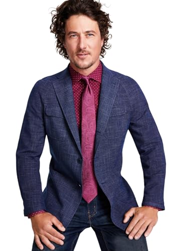 TALLIA Men's Slim-Fit Raglan Sport Coat (Navy/Grey, 42L)