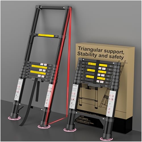 Telescoping Ladder Extension Telescopic Collapsible - 8.5 FT Rv Telescope Foldable Extendable Tall Compact Aluminum Ladders - for House Roof Travel Trailers Adjustable Retractable - 330lbs Capacity