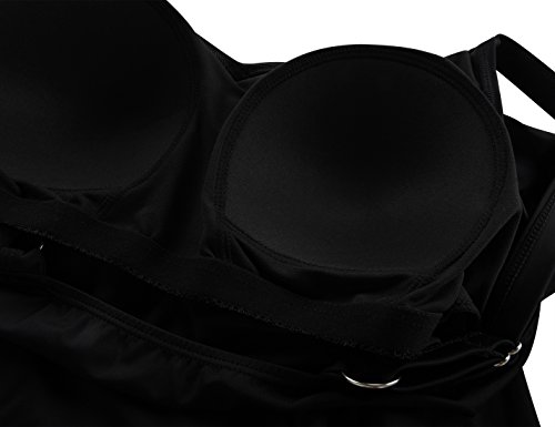 Septangle Women's Slimming Swimsuits Tiered Tankini Top Flounce Ruffle Swimwear Bathing Suit Black Us 12 #TOP5