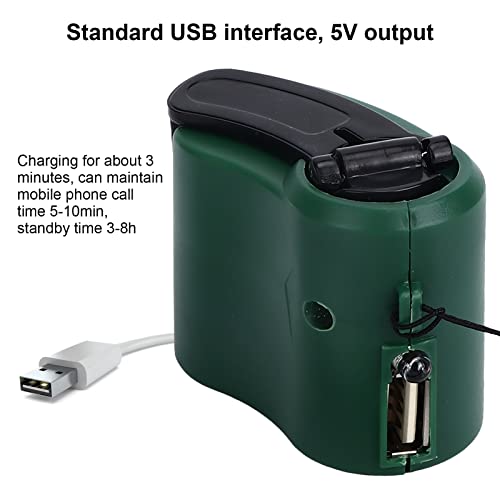 USB Hand Crank Charger, LED Light USB Hand Crank Phone Charger Mini Portable 5V Output Walking - Image 4