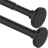 Gardinenstange ohne Bohren Ausziehbar Teleskopstange Vorhang Extra Dicke Duschvorhangstange Spannstange für Badezimmer,Schlafzimmer Schwarz(85-155CM Φ32mm)